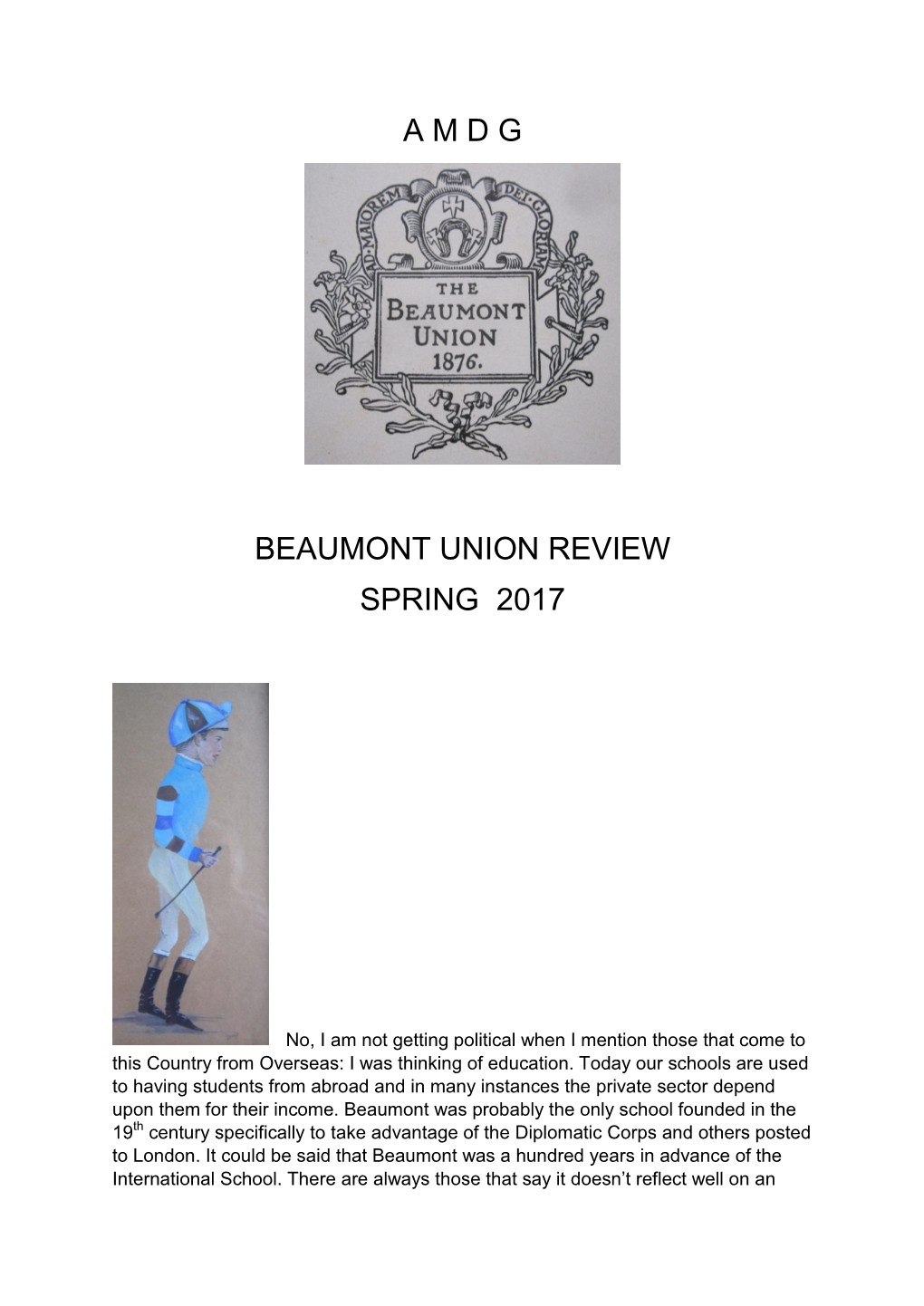 A M D G Beaumont Union Review Spring 2017