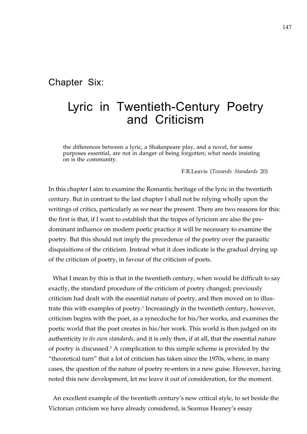 Lyric in Twentieth-Century Poetry and Criticism