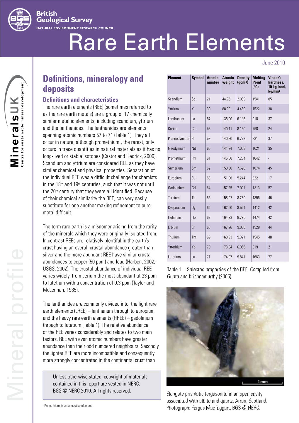 Rare Earth Elements Profile