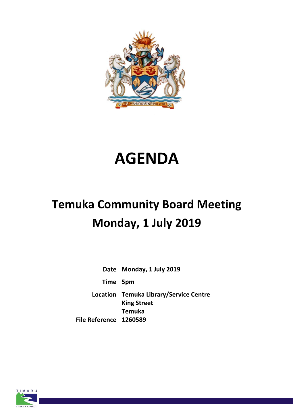 Agenda of Temuka Community Board Meeting