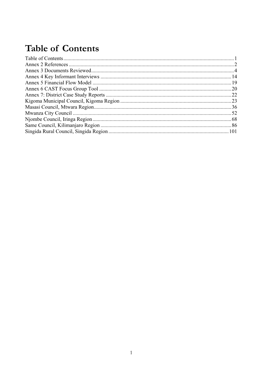 Table of Contents Table of Contents