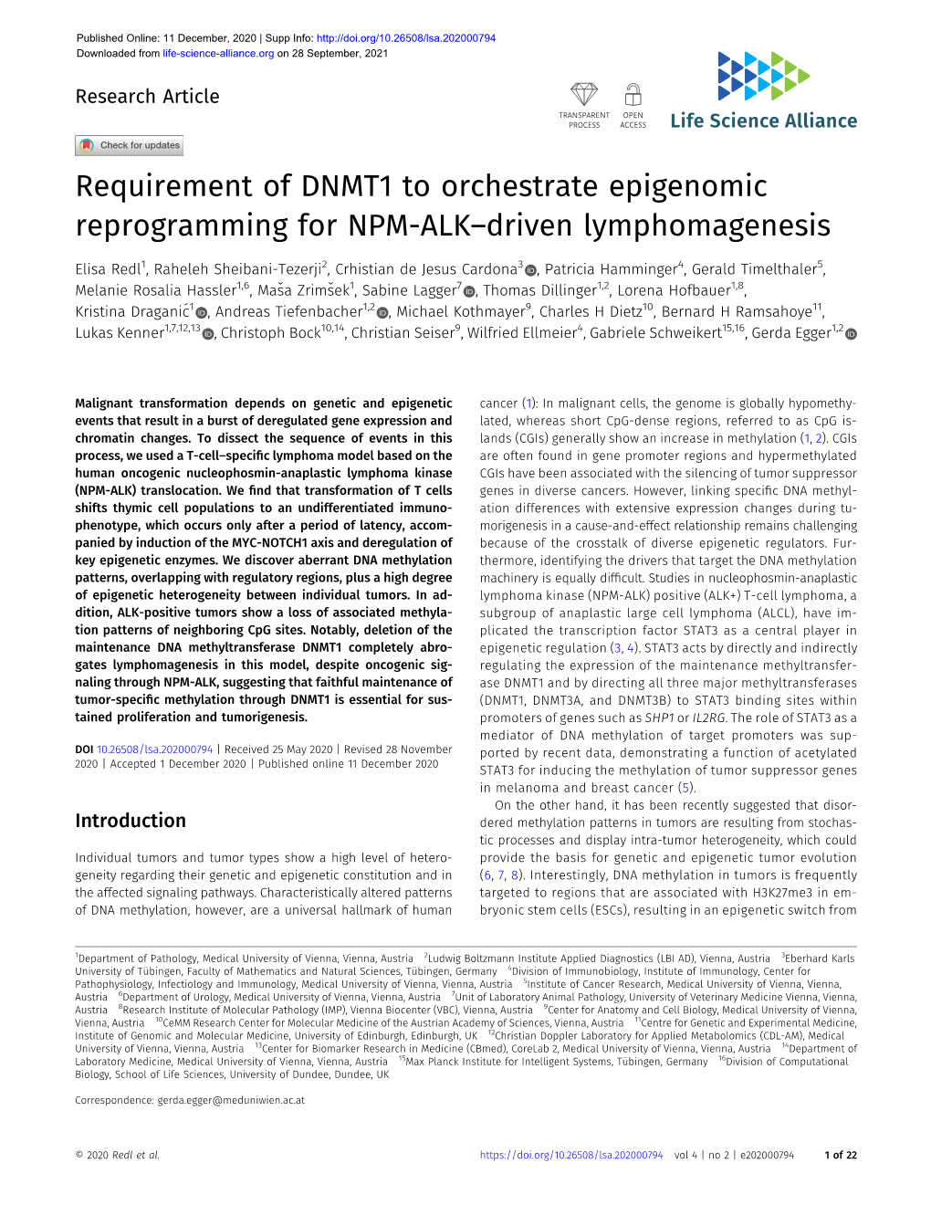 Requirement of DNMT1 to Orchestrate Epigenomic Reprogramming for NPM-ALK–Driven Lymphomagenesis