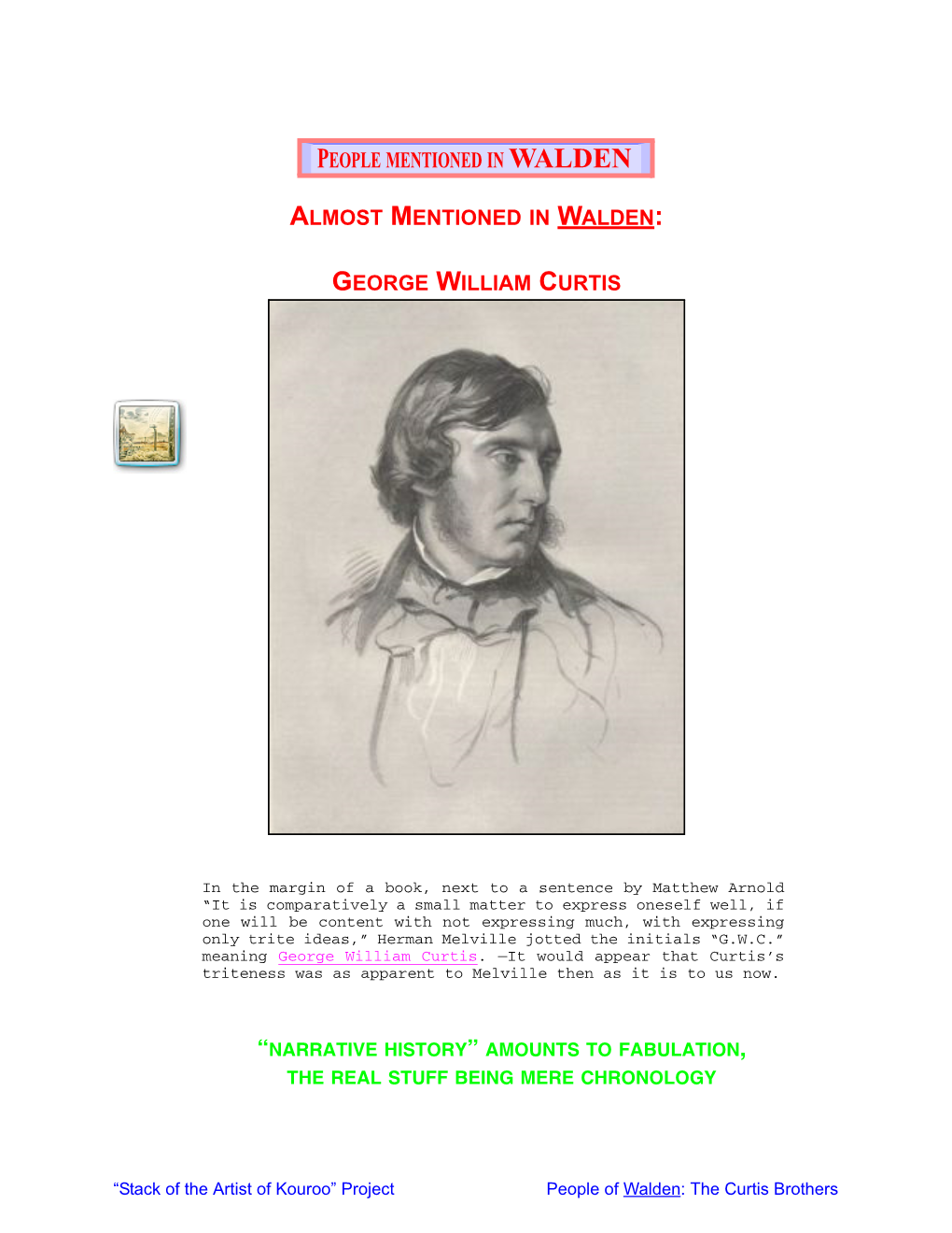Almost Mentioned in Walden: George William Curtis