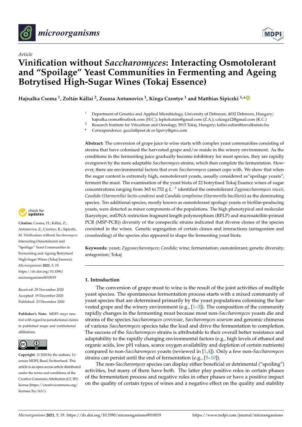 Vinification Without Saccharomyces: Interacting Osmotolerant And