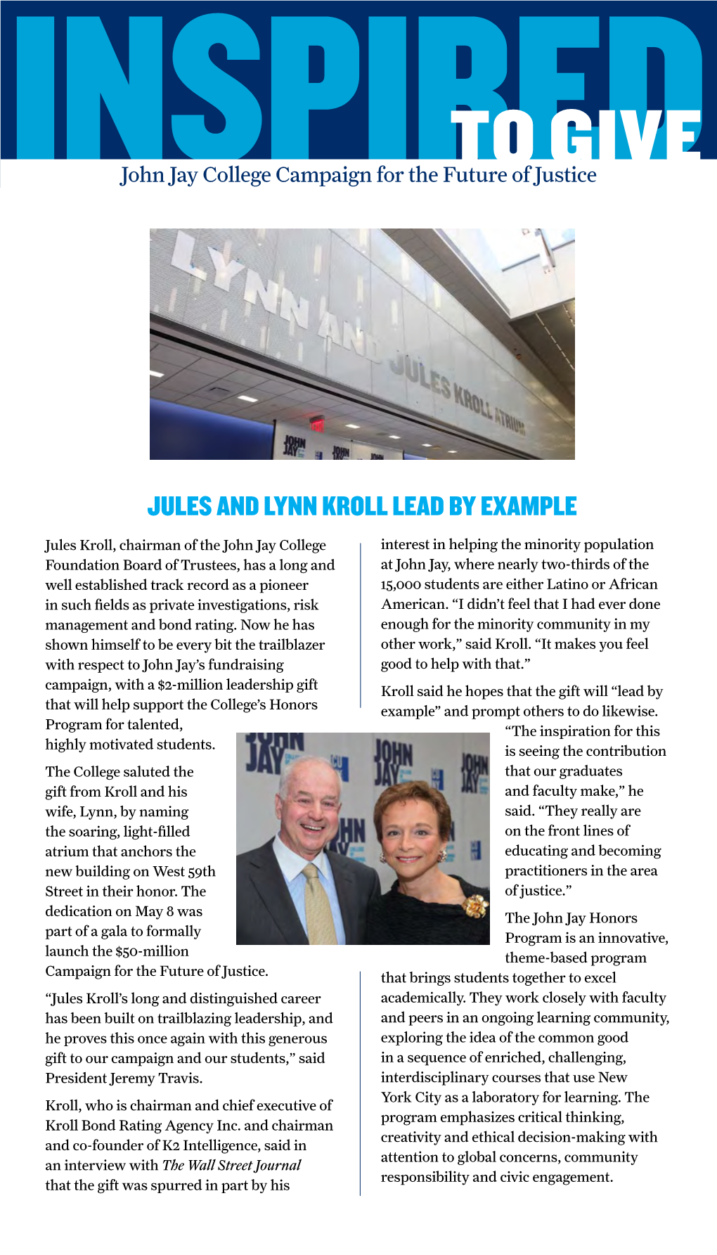 Jules and Lynn Kroll Lead by Example