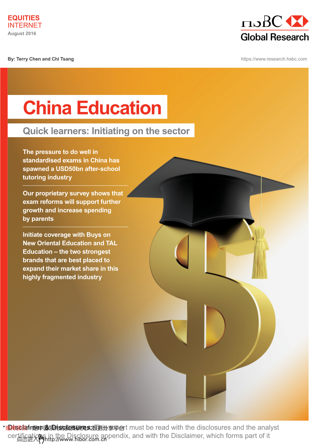 China Education China Education Quick Learners: Initiating on the Sector