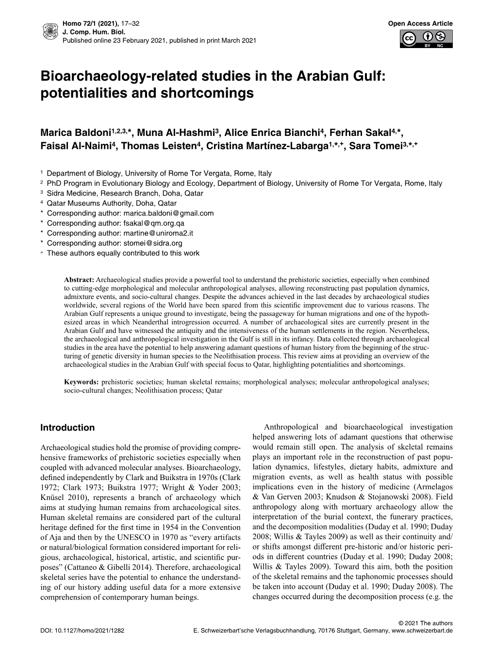 Bioarchaeology-Related Studies in the Arabian Gulf: Potentialities and Shortcomings