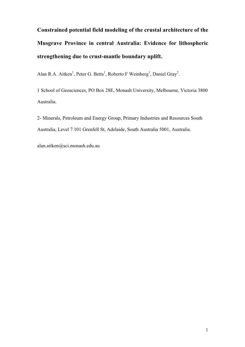 Gravity Modeling of a Crust-Mantle Boundary Offset Beneath Central