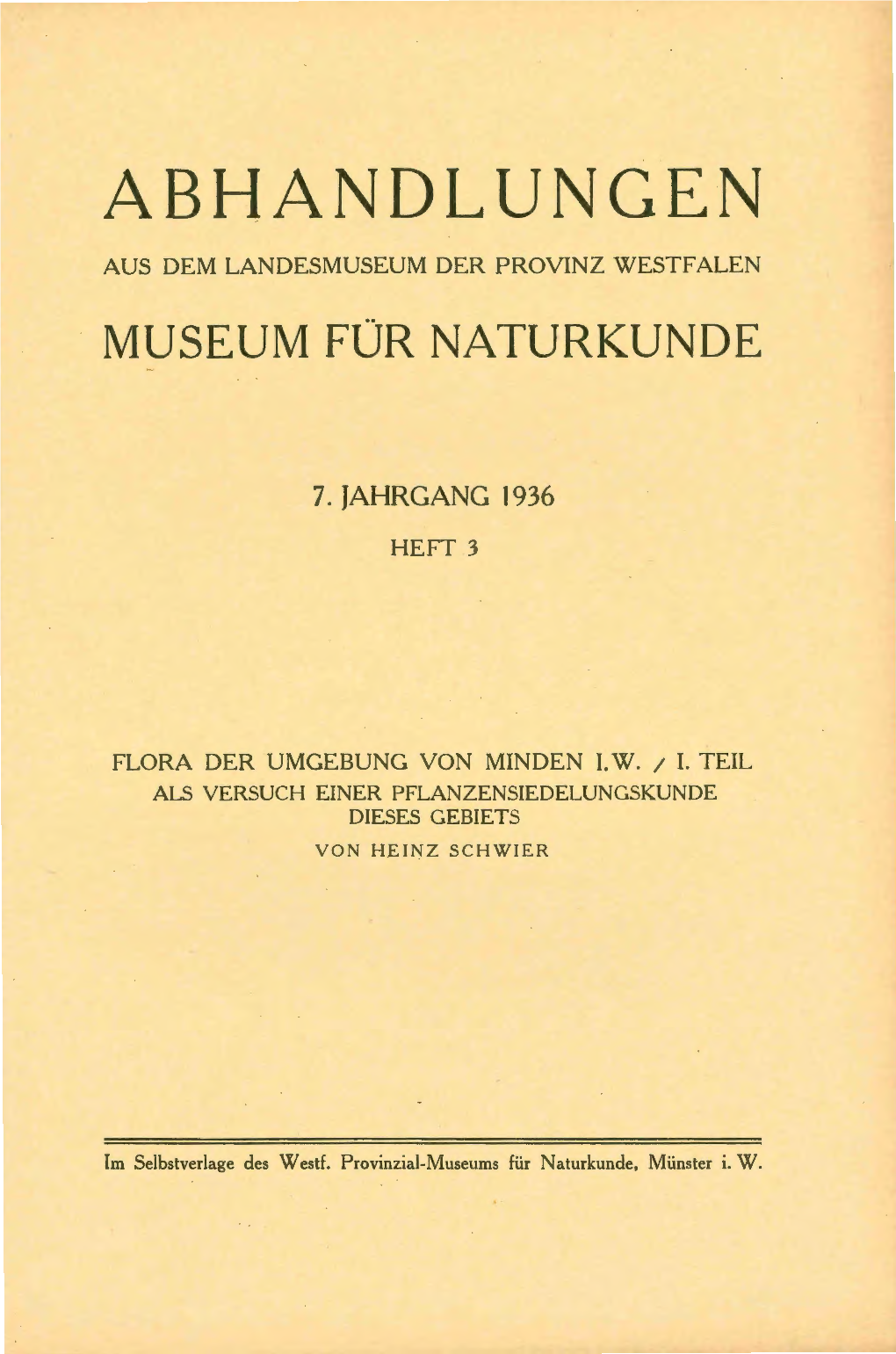 Abhandlungen Aus Dem Landesmuseum Der Provinz Weestfalen