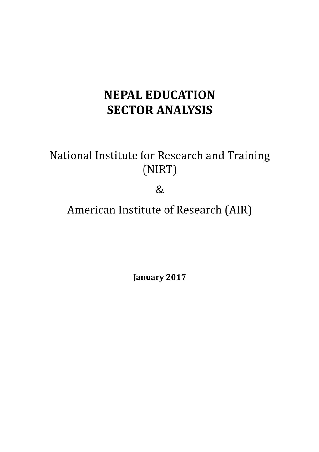 Nepal Education Sector Analysis