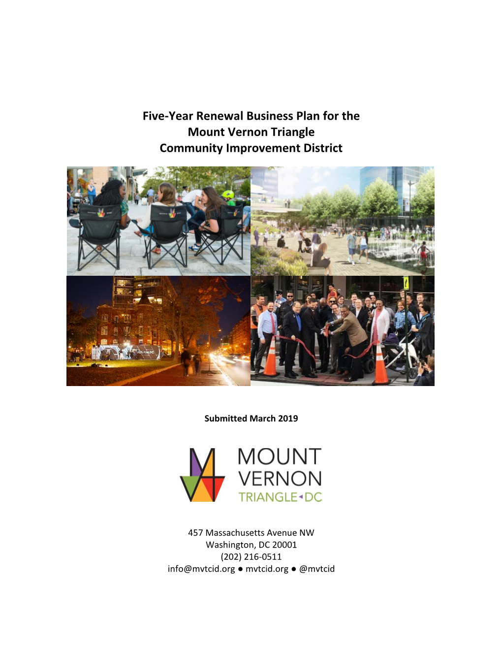 Five-Year Renewal Business Plan for the Mount Vernon Triangle Community Improvement District