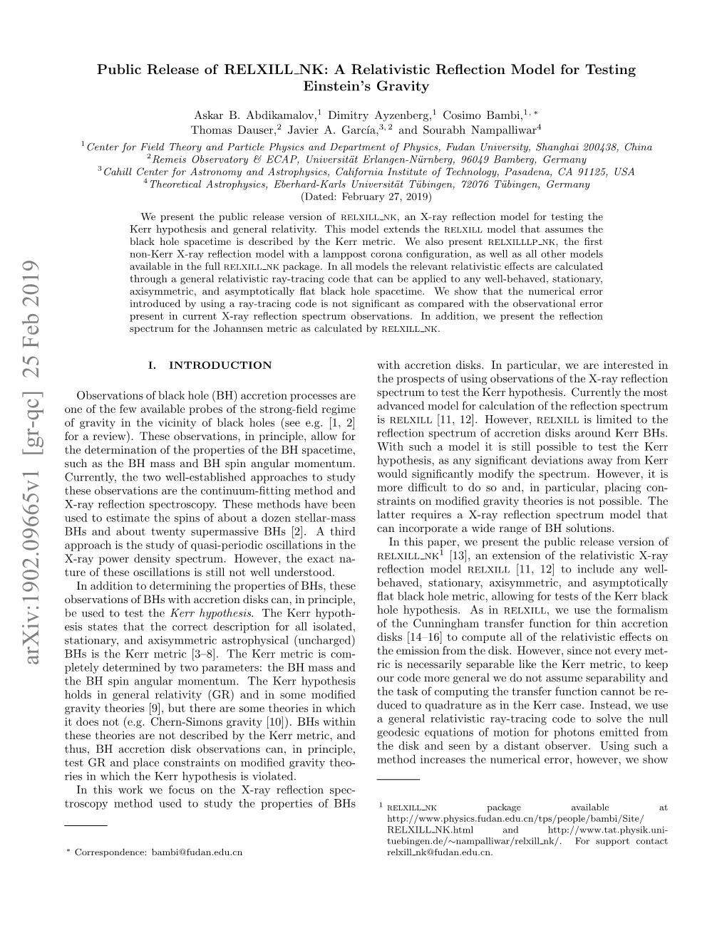 Arxiv:1902.09665V1 [Gr-Qc] 25 Feb 2019