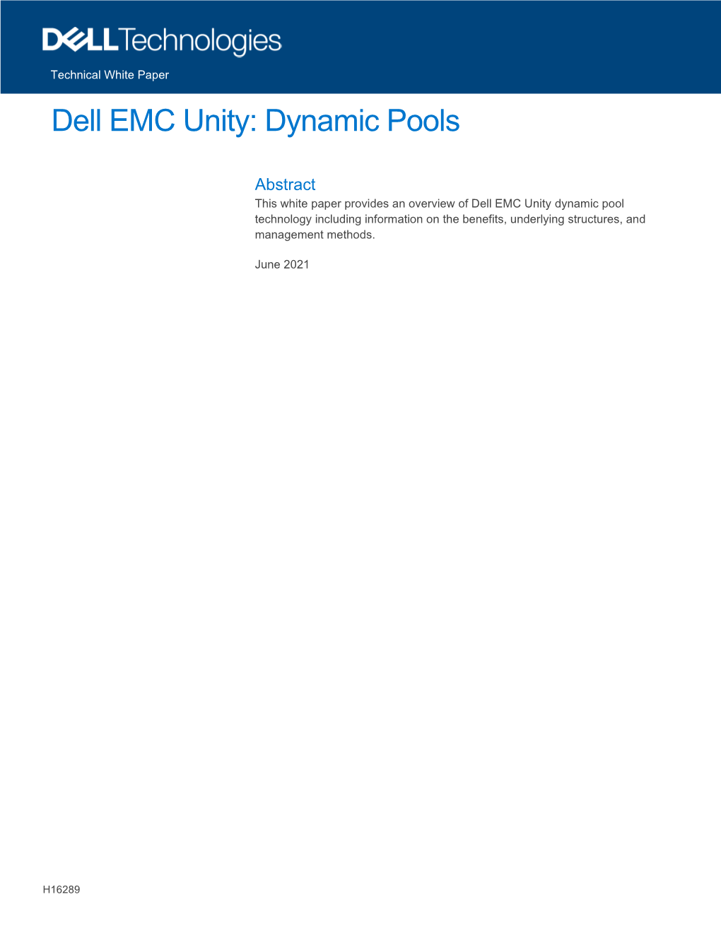 Dell EMC Unity: Dynamic Pools