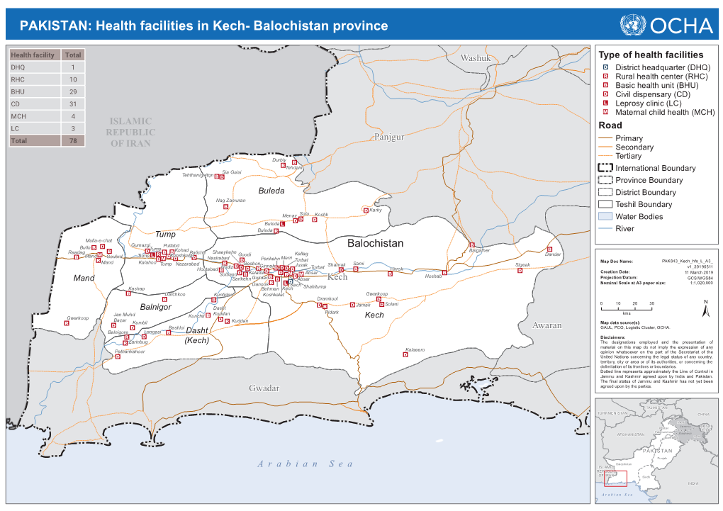 Health Facilities in Kech- Balochistan Province