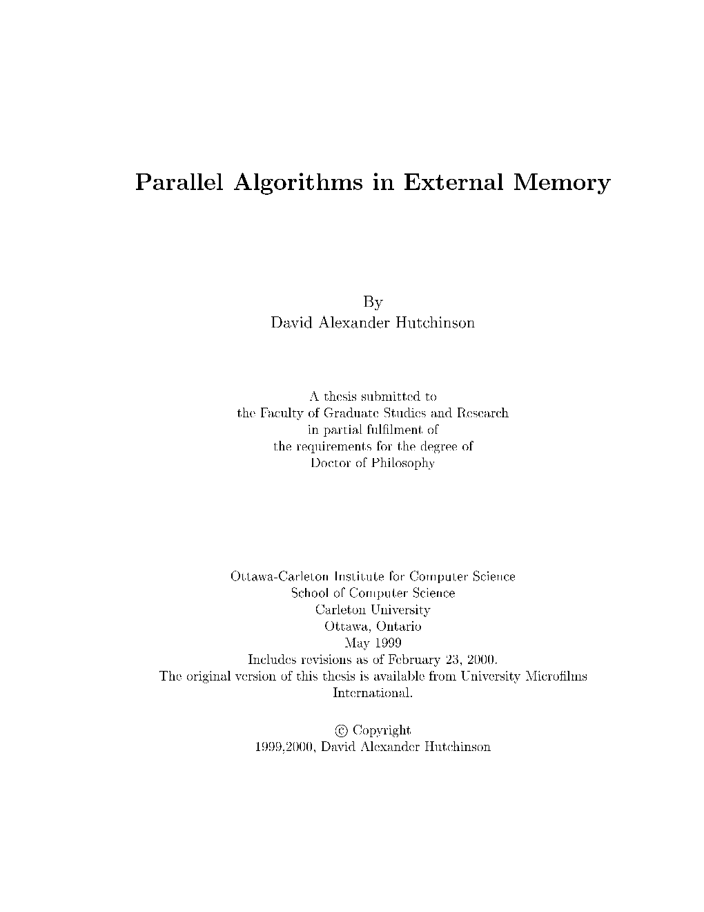 Parallel Algorithms in External Memory