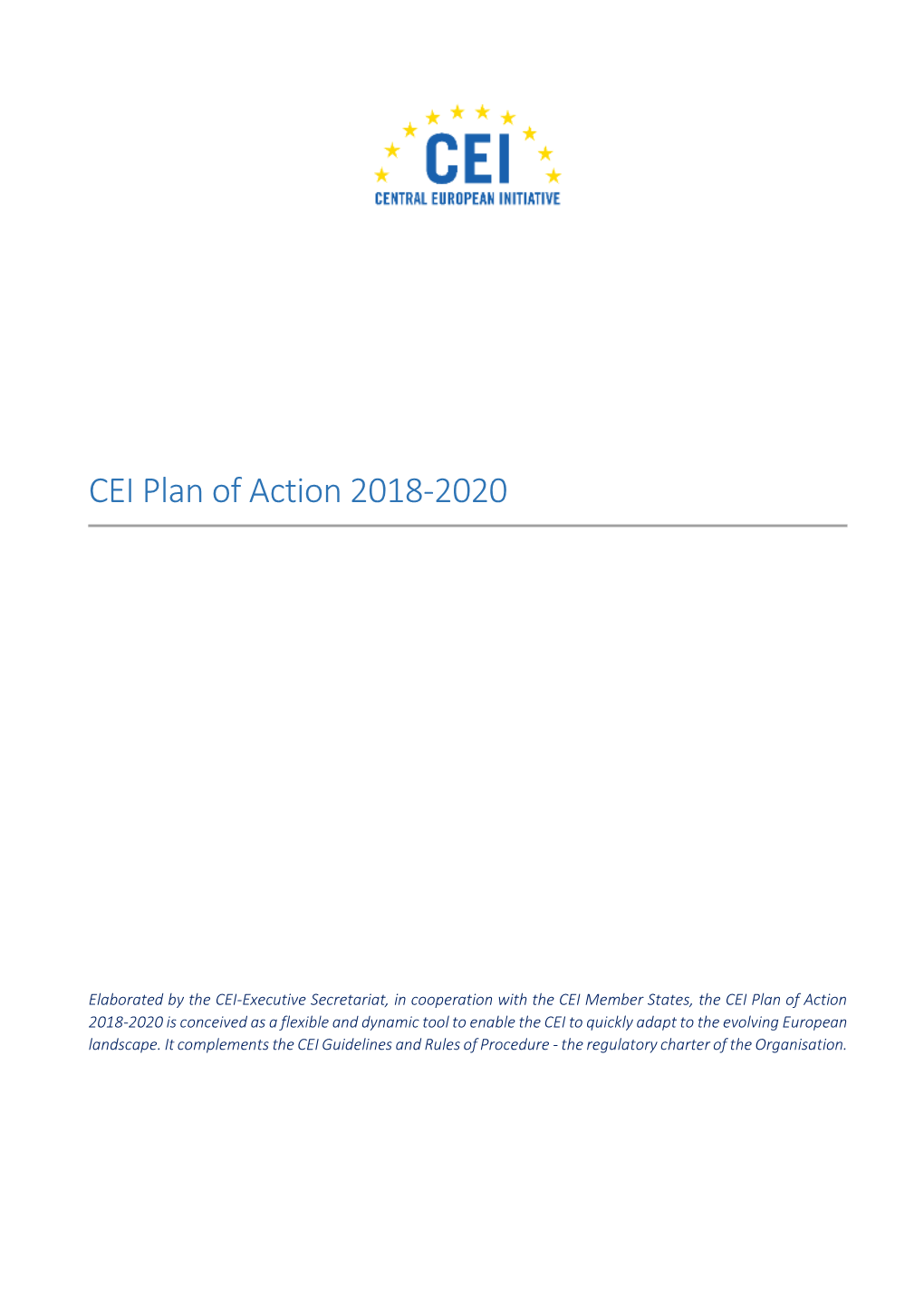 Central European Initiative (CEI) Plan of Action 2018-2020 And