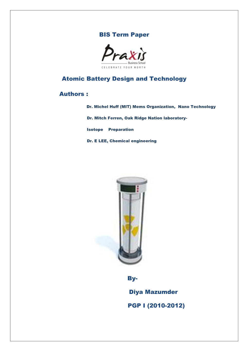 BIS Term Paper Atomic Battery Design And