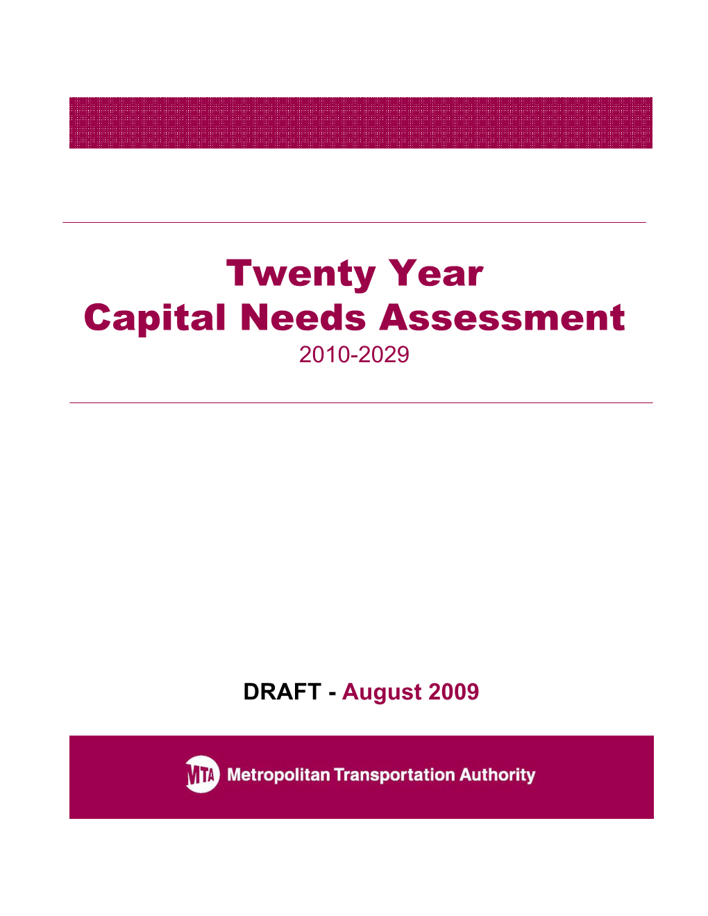 Twenty Year Capital Needs Assessment 2010-2029