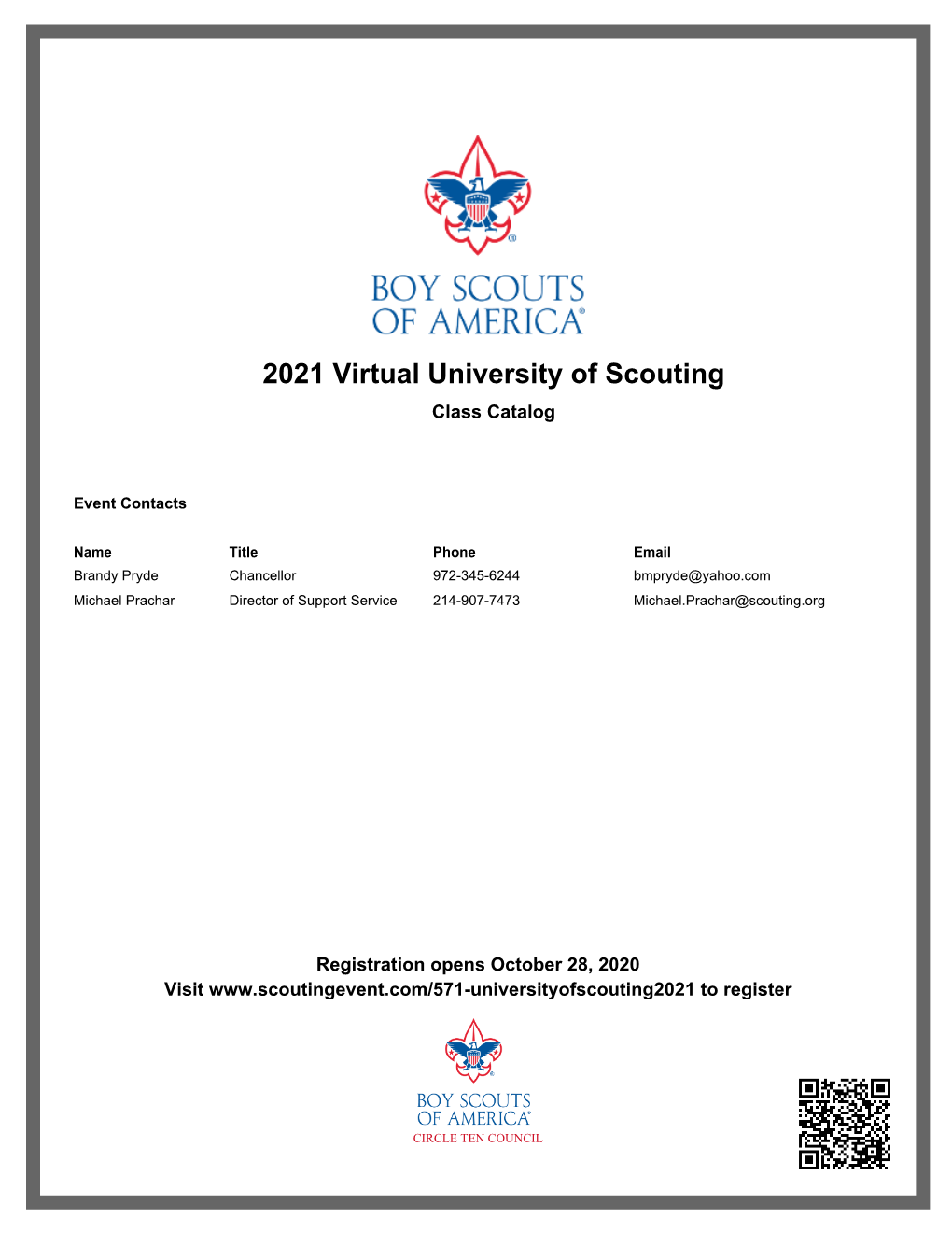 2021 Virtual University of Scouting Class Catalog