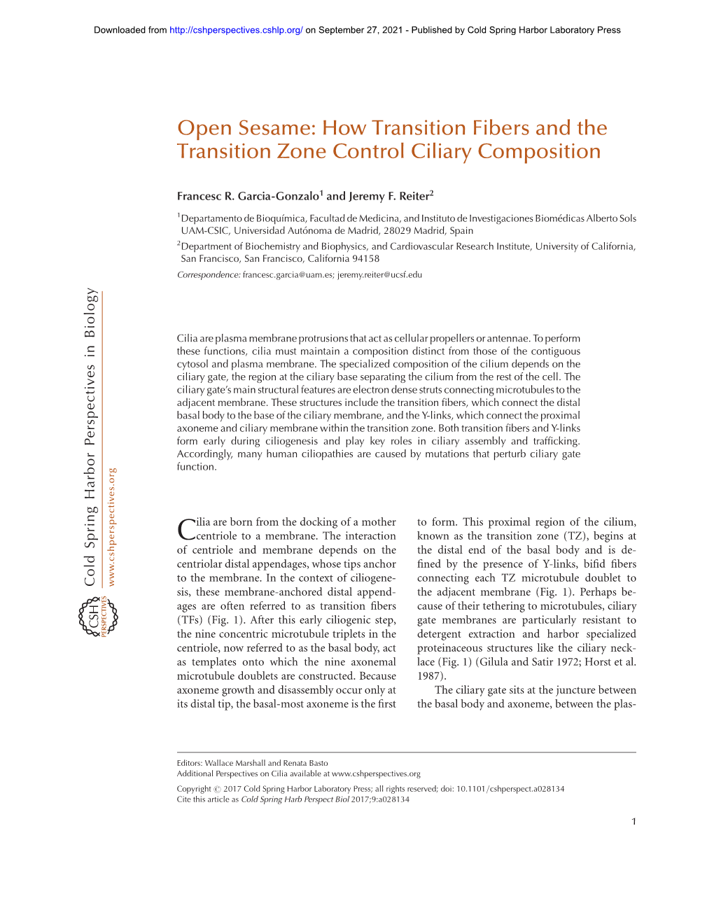 How Transition Fibers and the Transition Zone Control Ciliary Composition