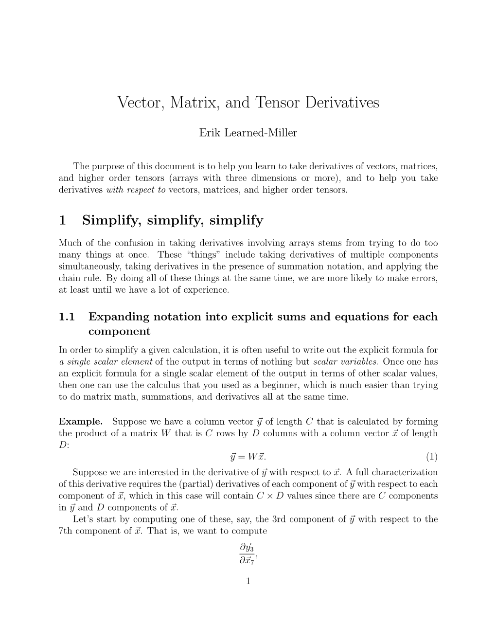 Vector, Matrix, and Tensor Derivatives