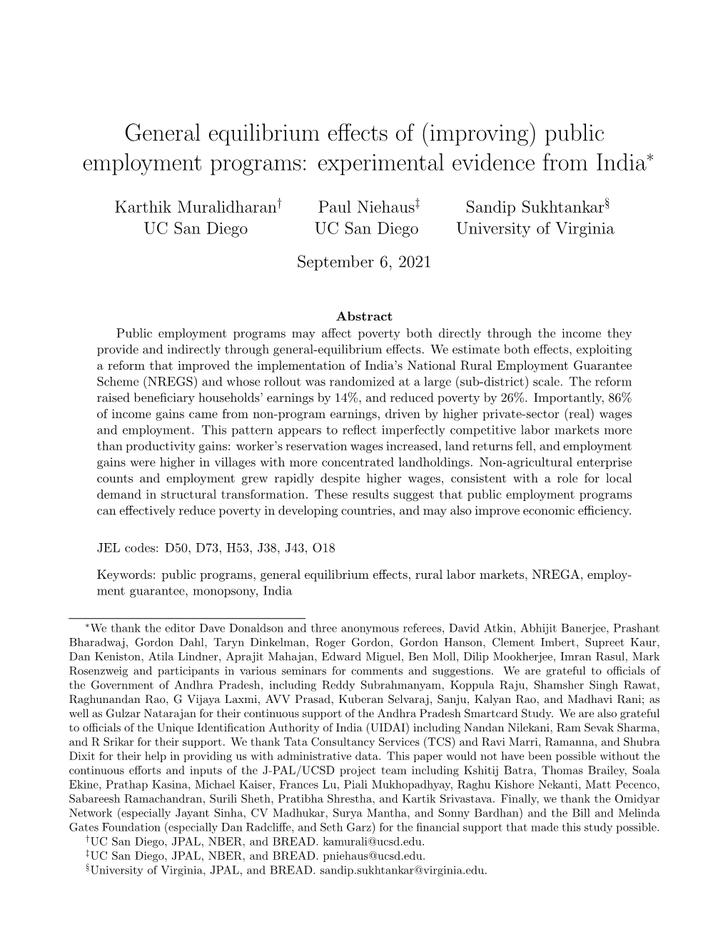 General Equilibrium Effects Of