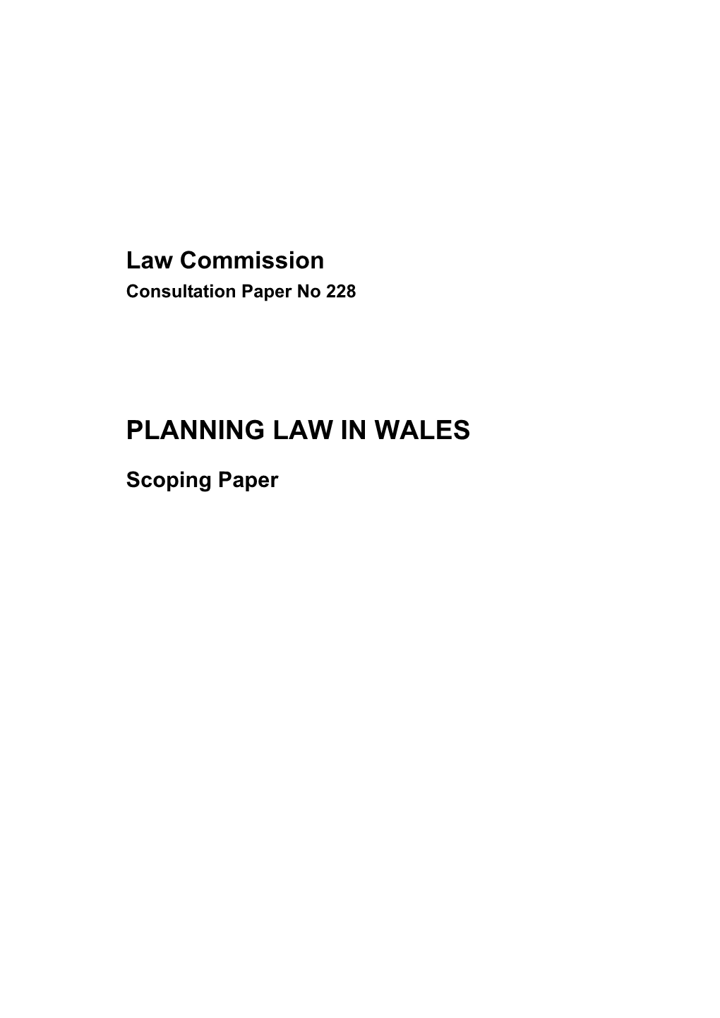 Planning Law in Wales Report