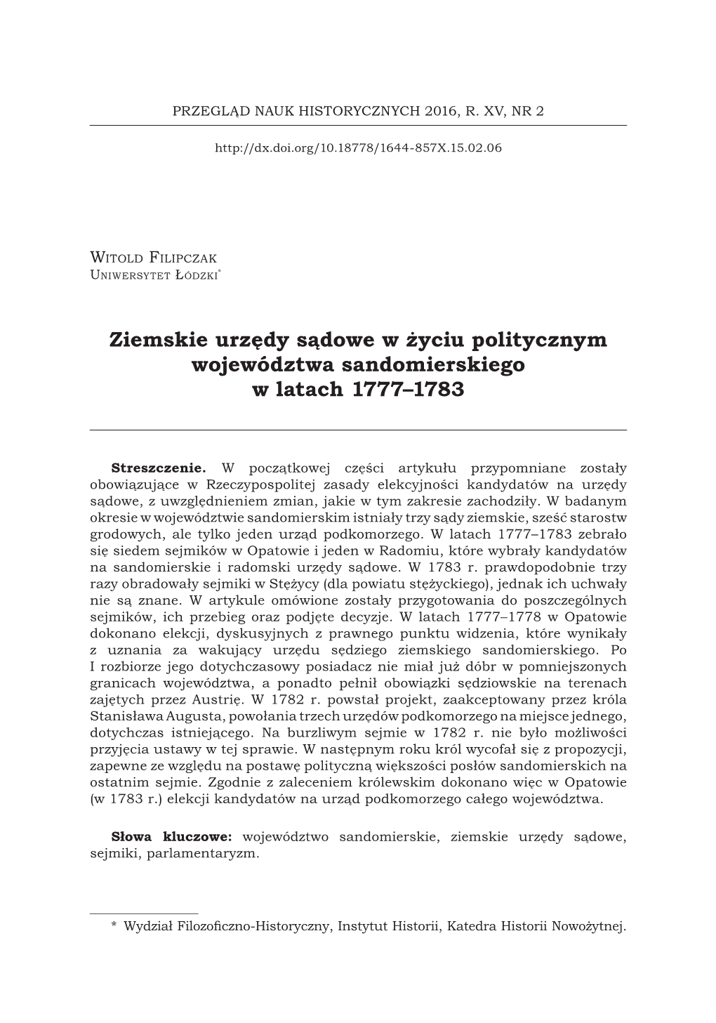 Witold Filipczak, Ziemskie Urzędy Sądowe W Życiu Politycznym