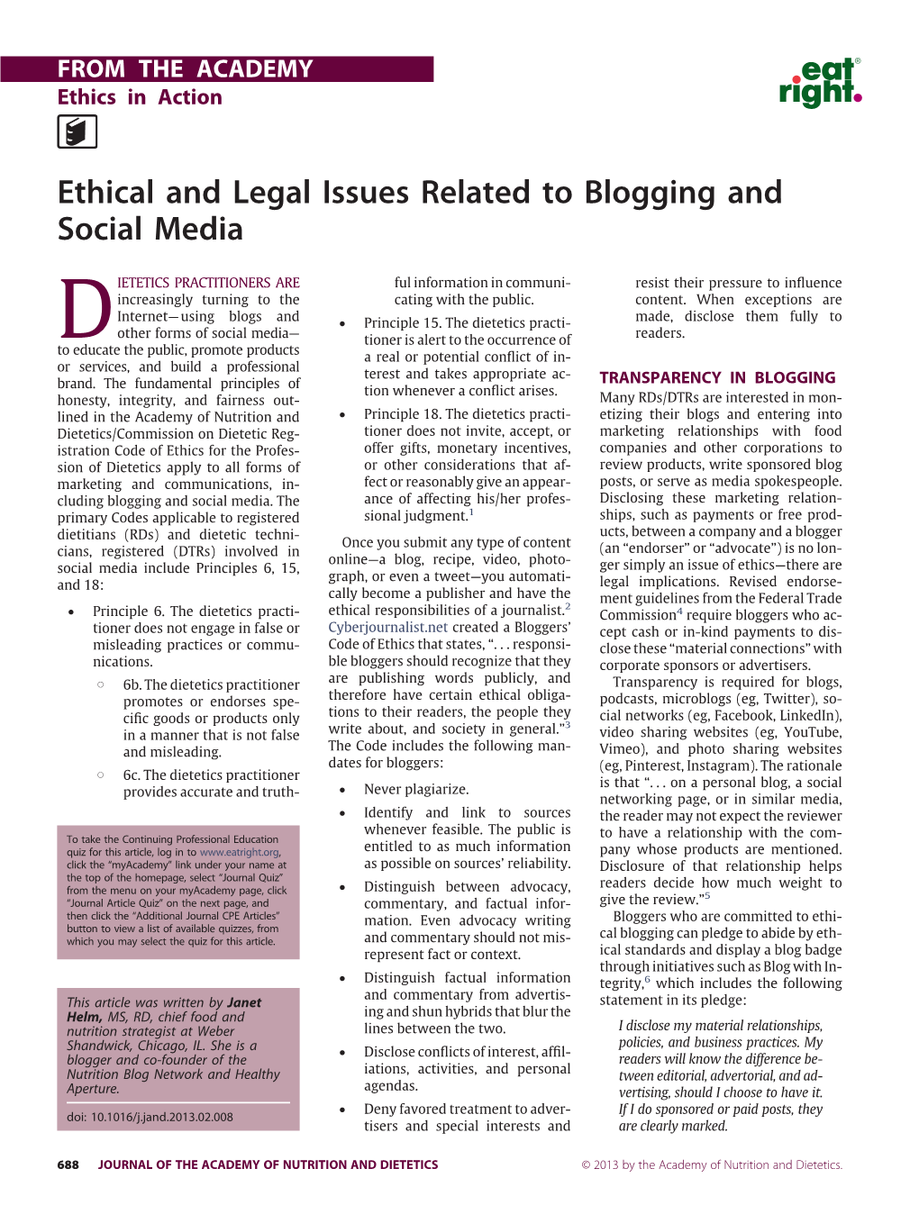 Ethical and Legal Issues Related to Blogging and Social Media