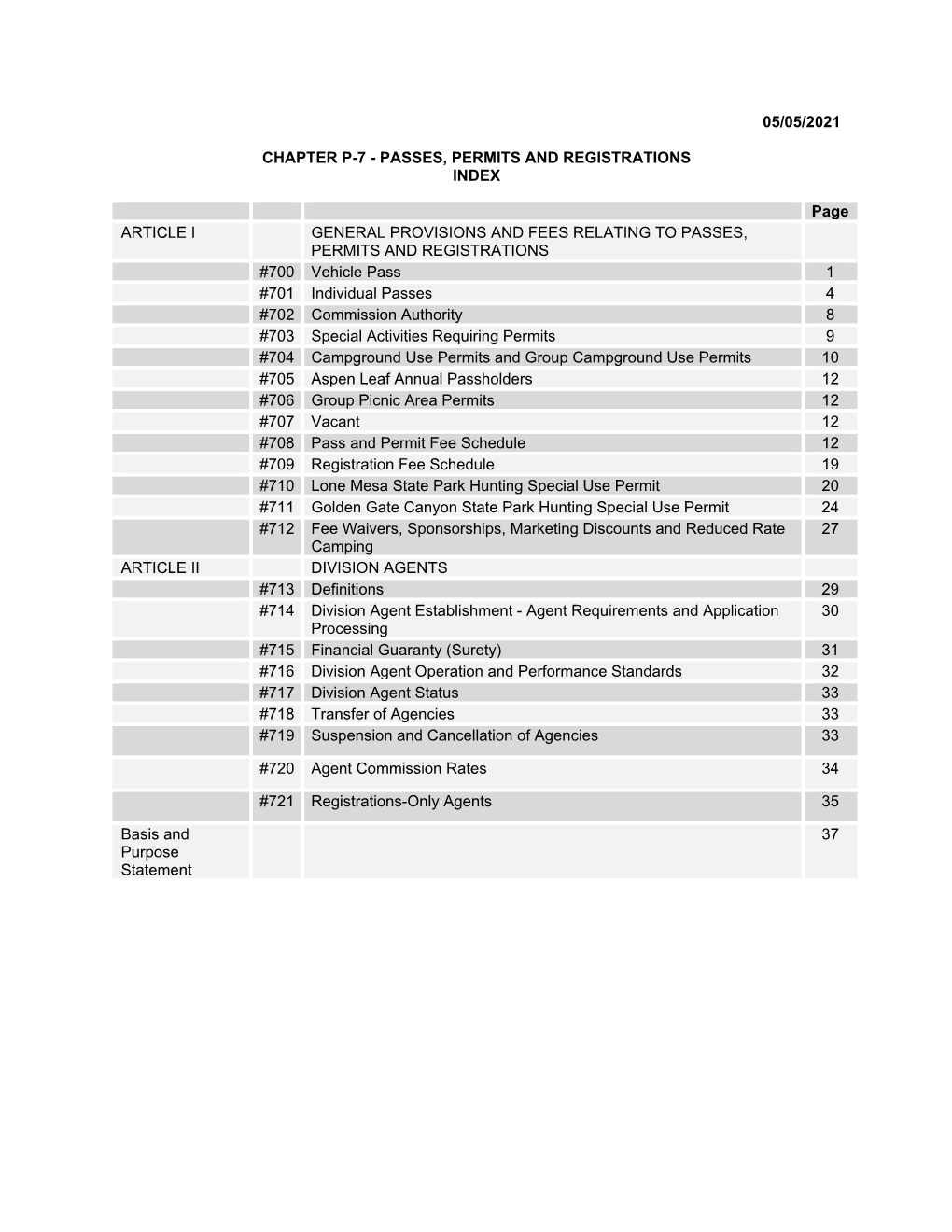 Regulations Chapter P-07