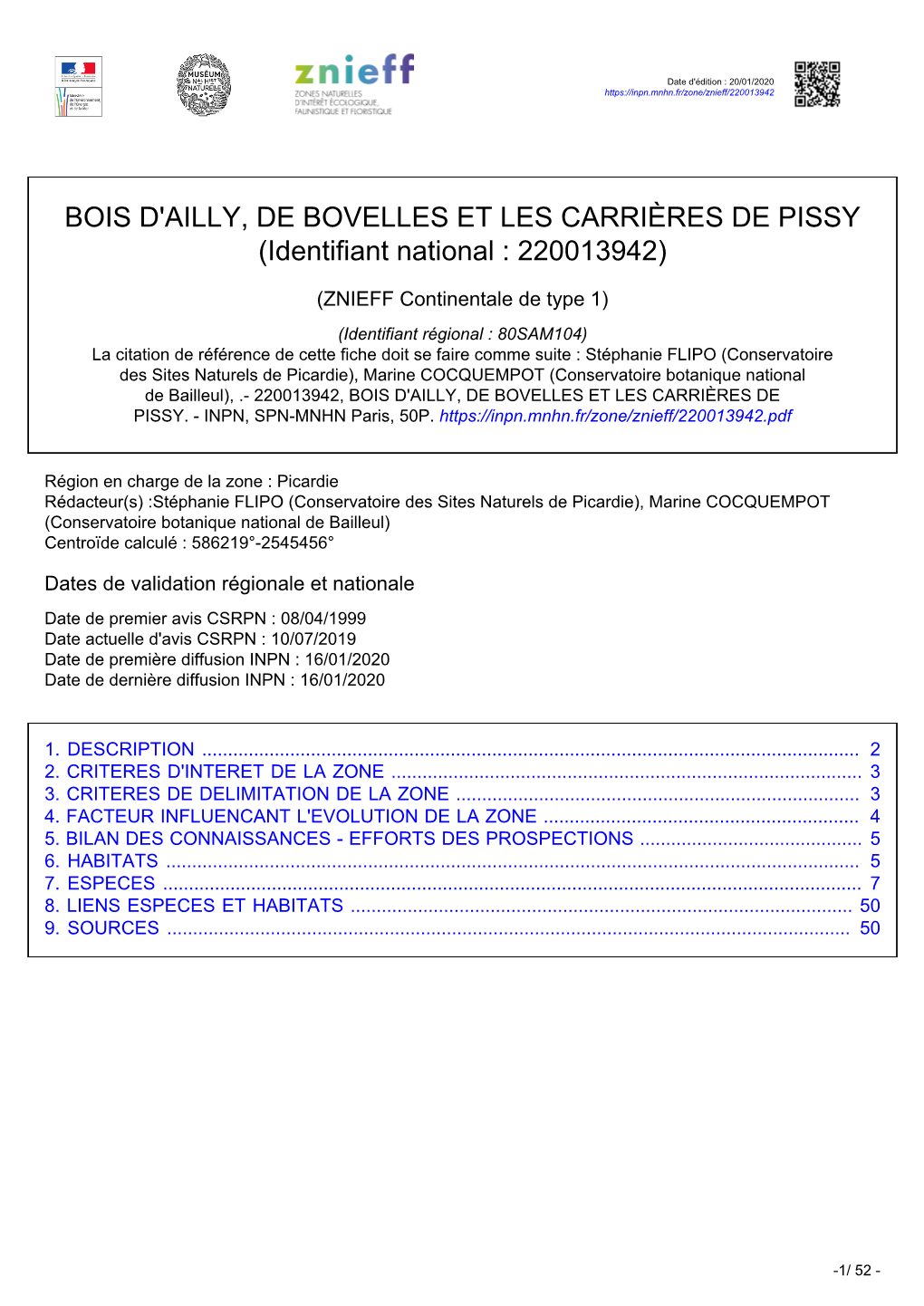 BOIS D'ailly, DE BOVELLES ET LES CARRIÈRES DE PISSY (Identifiant National : 220013942)