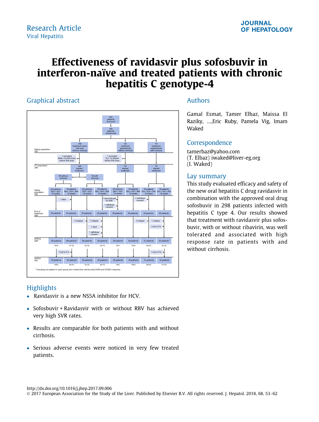 Effectiveness of Ravidasvir Plus Sofosbuvir in Interferon-Naã¯Ve And