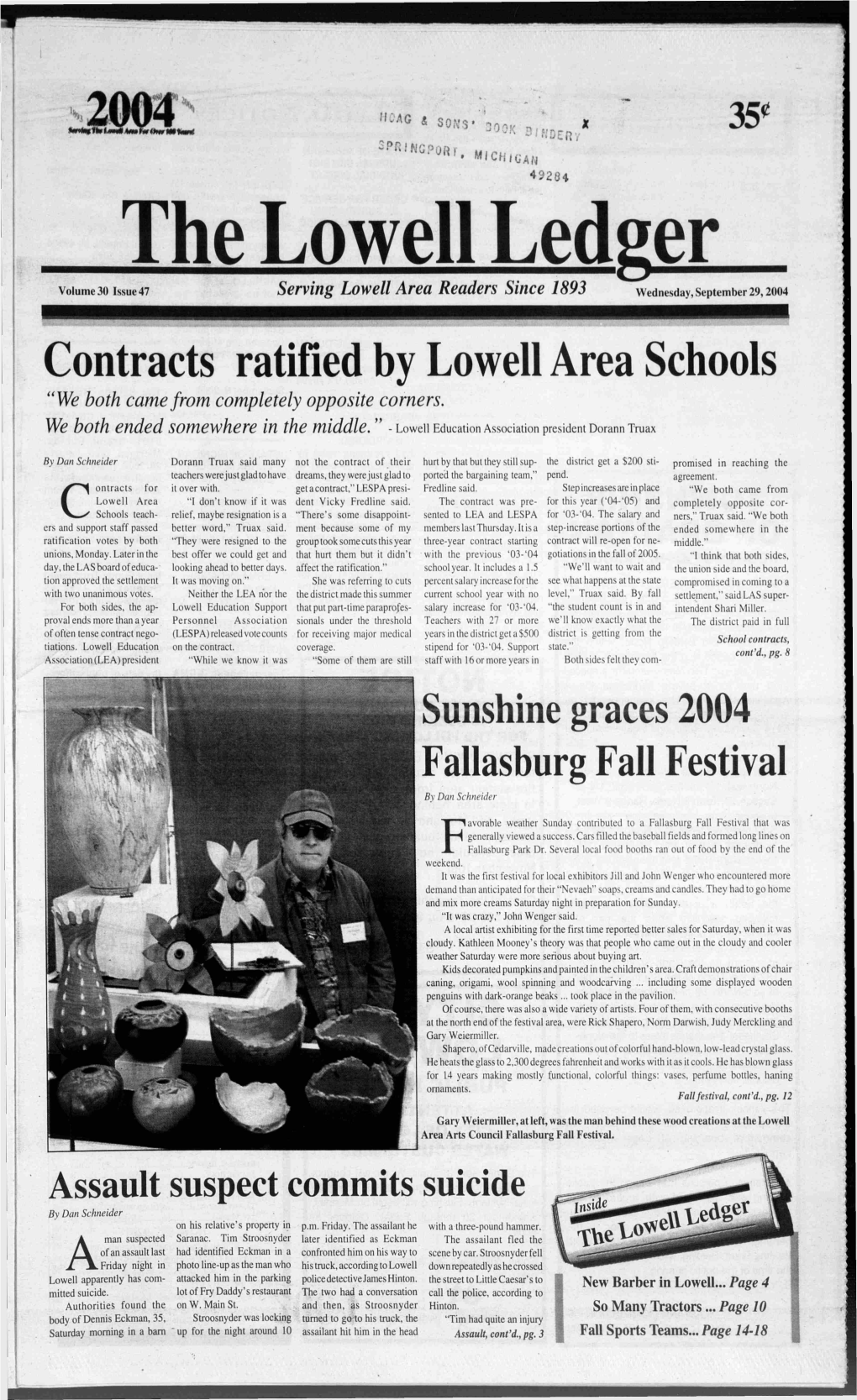 Contracts Ratified by Lowell Area Schools "We Both Came from Completely Opposite Corners