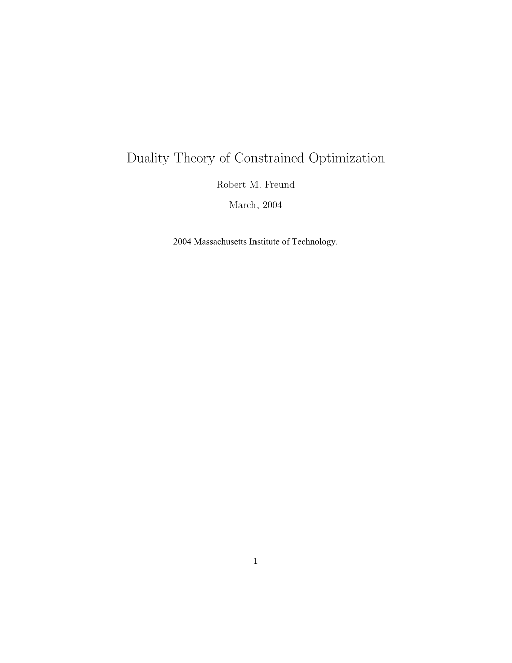 Duality Theory of Constrained Optimization