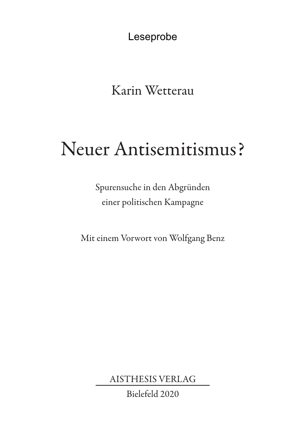 Neuer Antisemitismus?