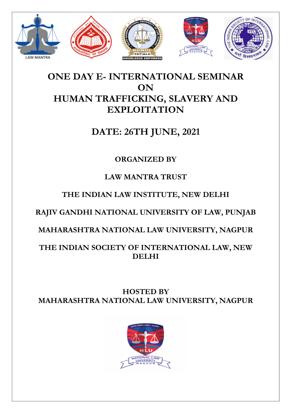 International Seminar on Human Trafficking, Slavery and Exploitation