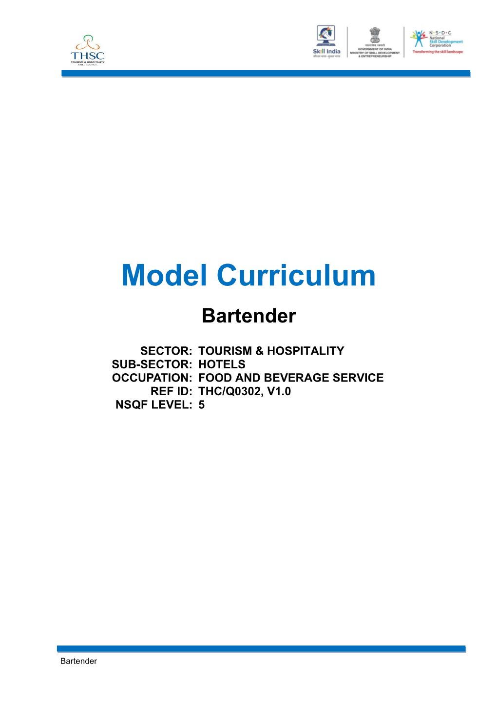 Model Curriculum Bartender