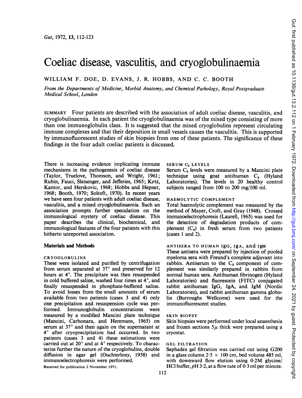 Coeliac Disease, Vasculitis, and Cryoglobulinaemia