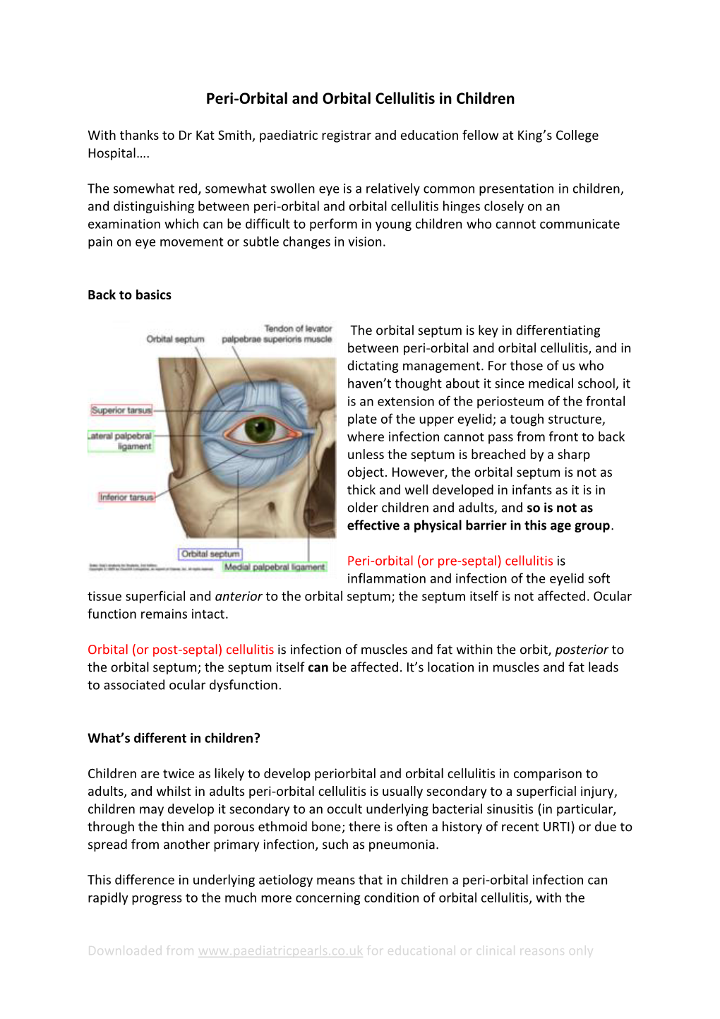 Peri-Orbital and Orbital Cellulitis in Children