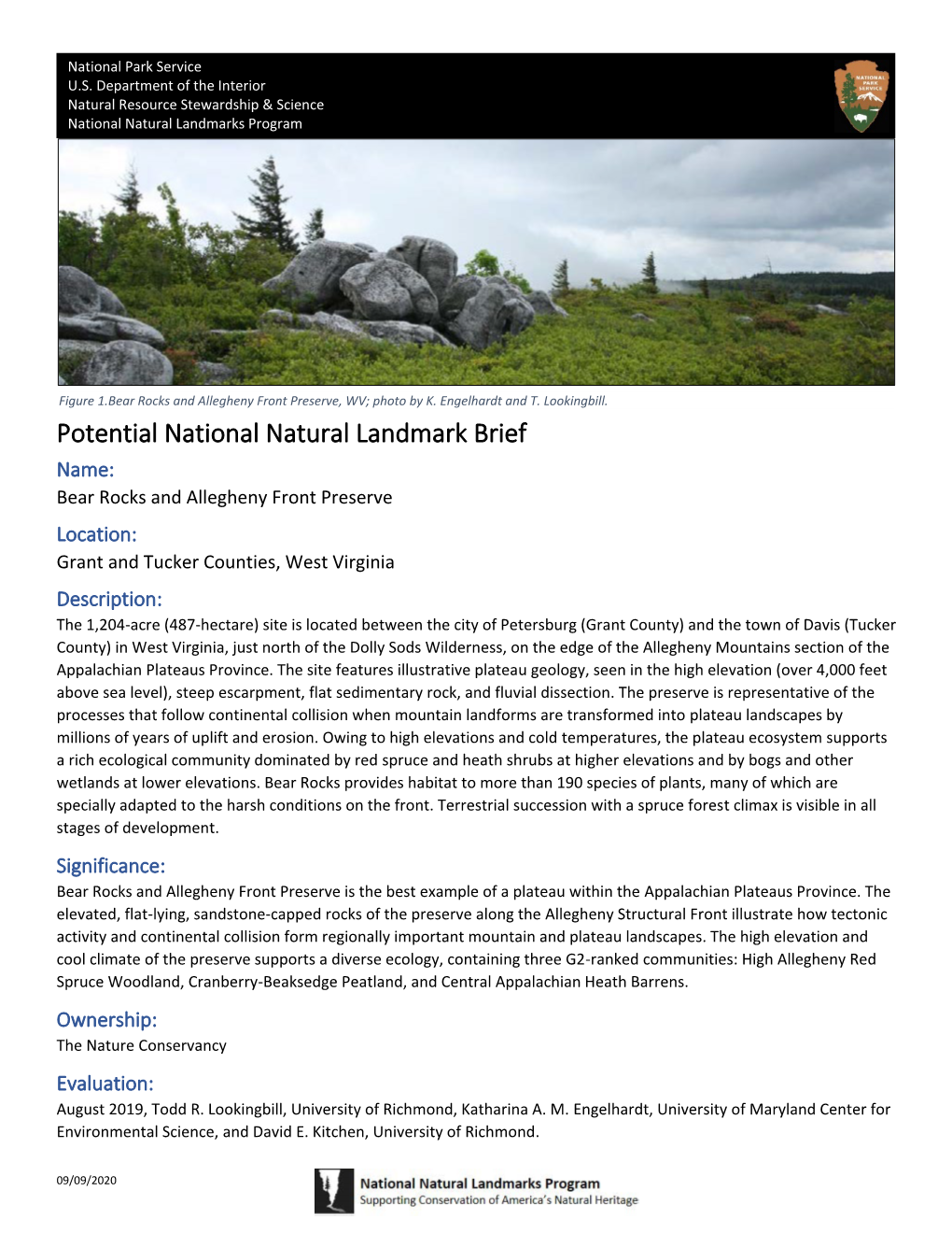 Potential National Natural Landmark Brief