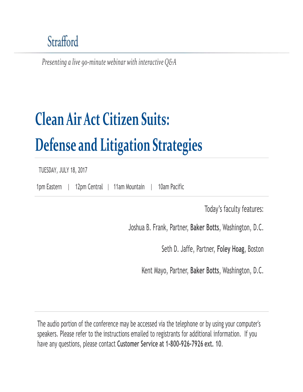 Clean Air Act Citizen Suits: Defense and Litigation Strategies