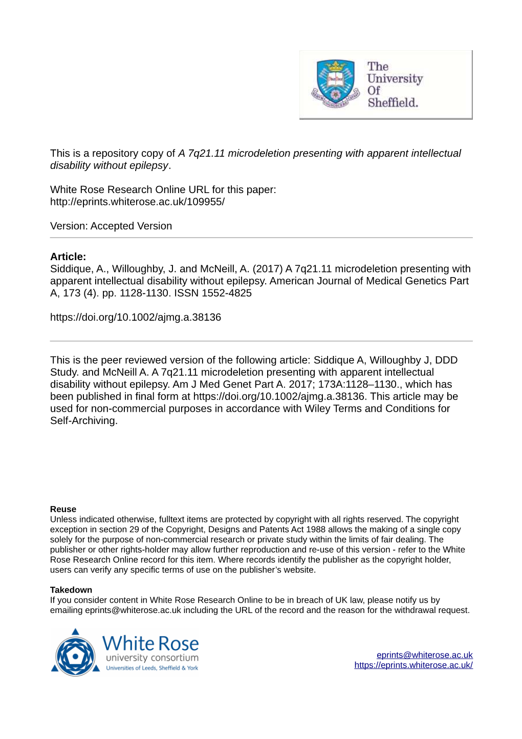 A 7Q21.11 Microdeletion Presenting with Apparent Intellectual Disability Without Epilepsy