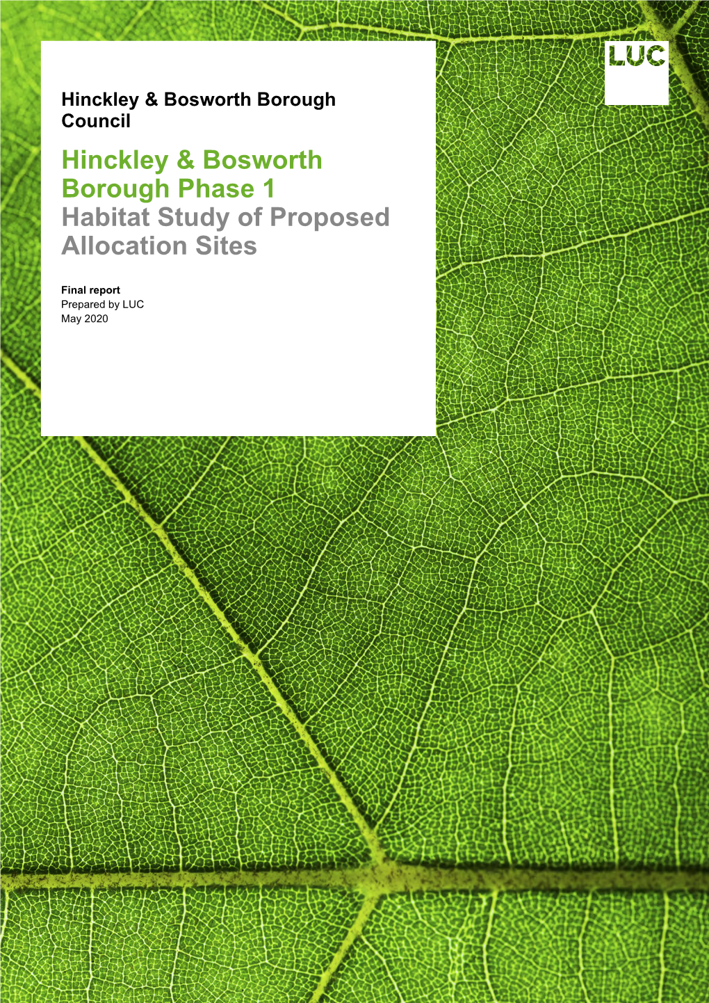 Hinckley Habitat Study of Proposed Allocation Sites June 2020 Part 1