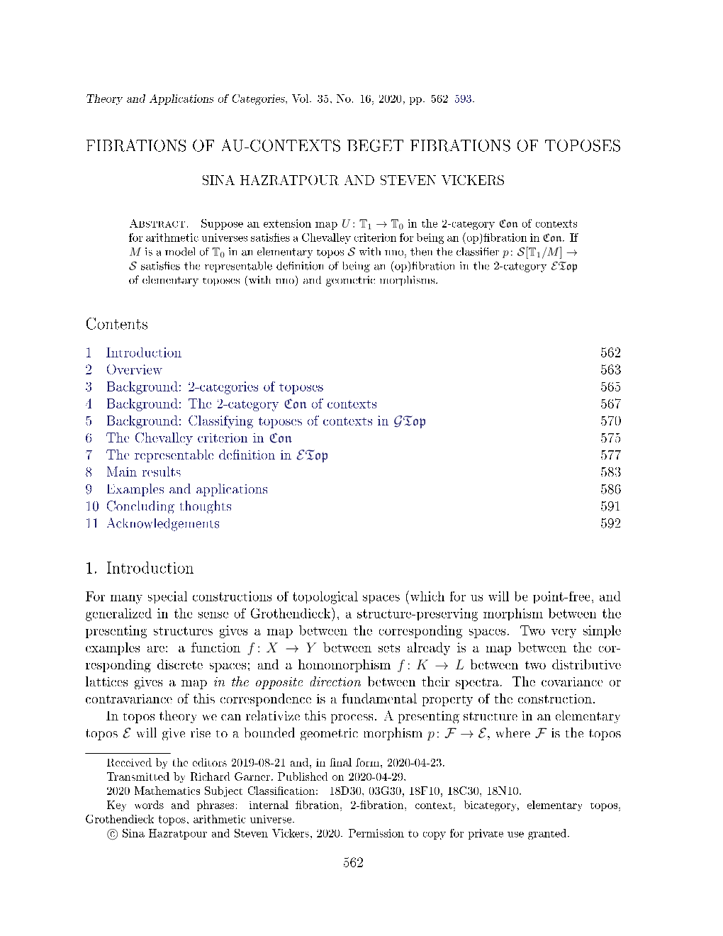 Fibrations of Au-Contexts Beget Fibrations of Toposes