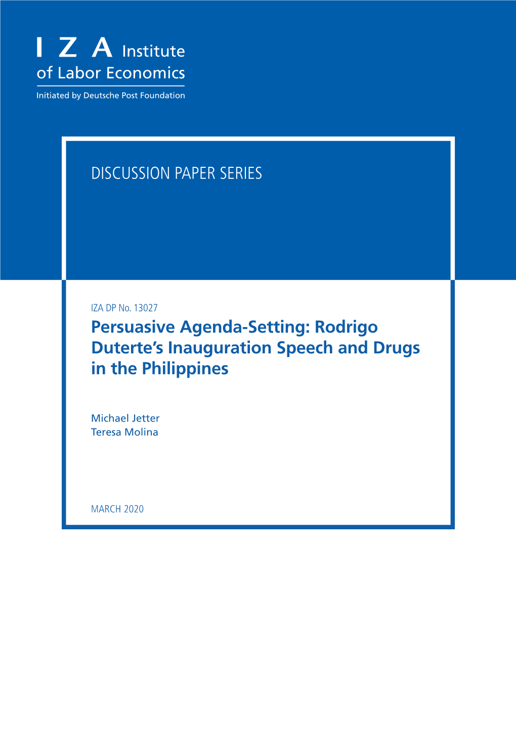 Rodrigo Duterte's Inauguration Speech and Drugs in the Philippines