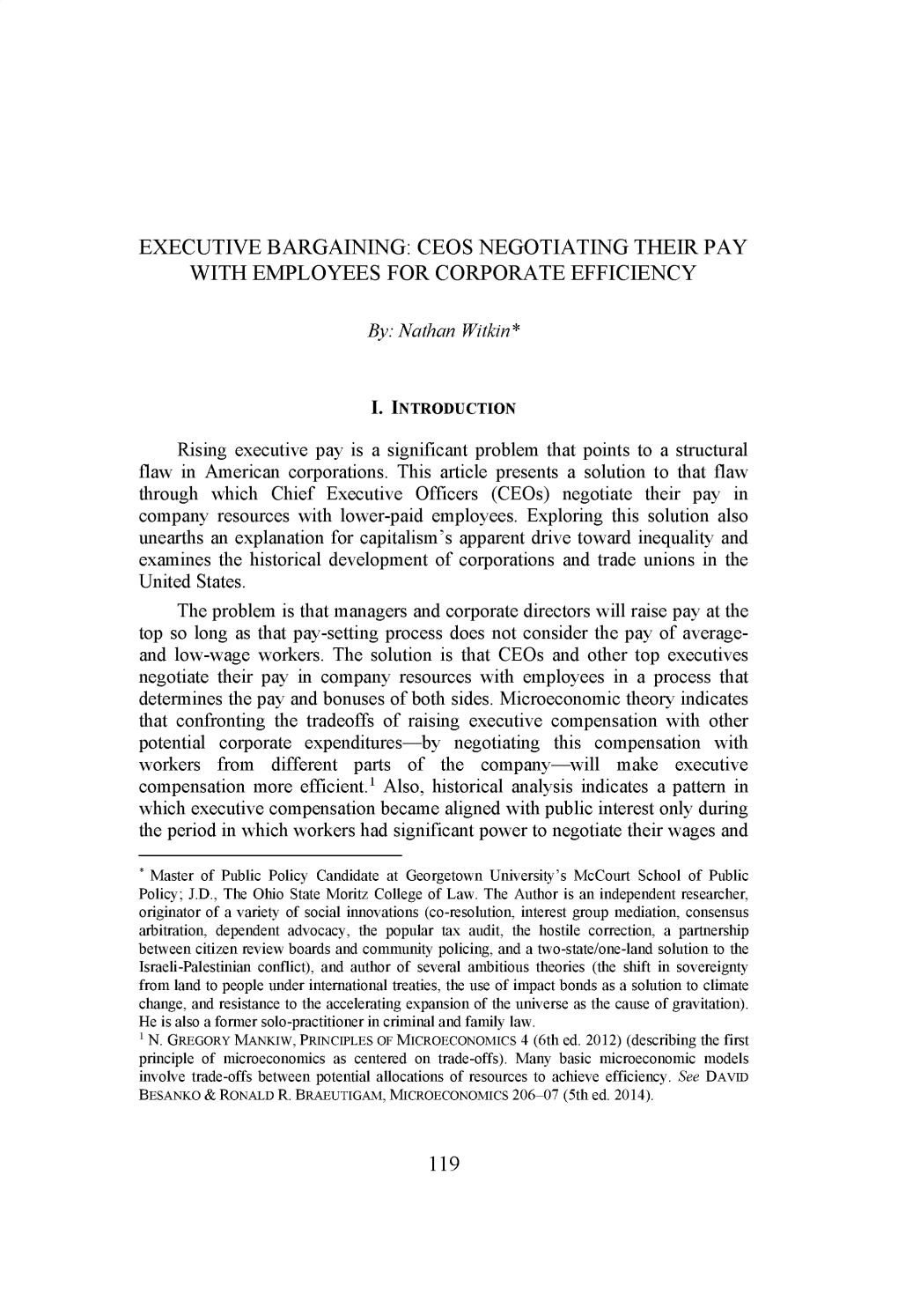 Executive Bargaining: Ceos Negotiating Their Pay with Employees for Corporate Efficiency