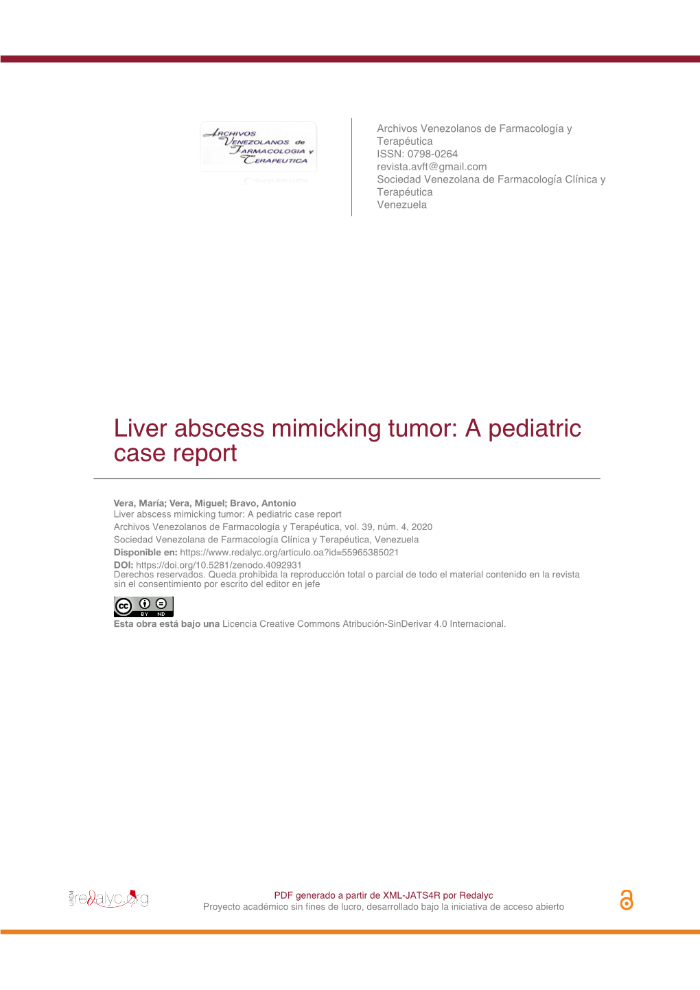 Liver Abscess Mimicking Tumor: a Pediatric Case Report