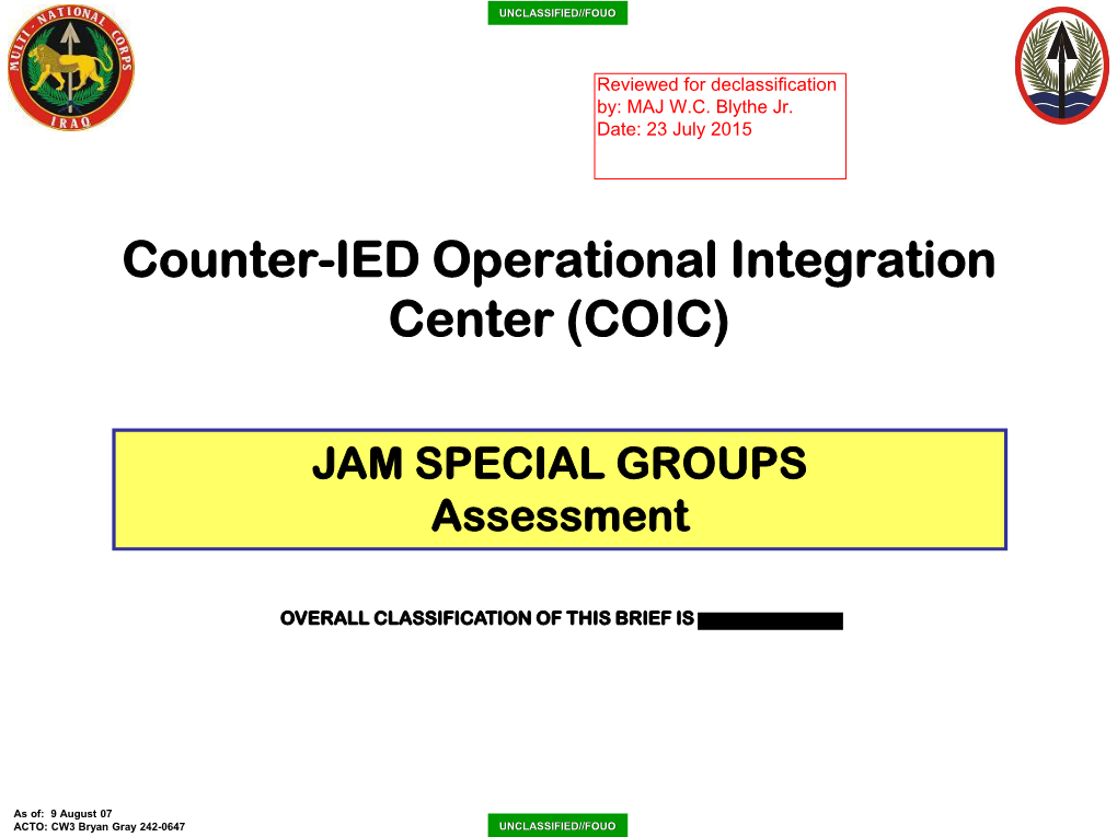 Counter-IED Operational Integration Center (COIC)