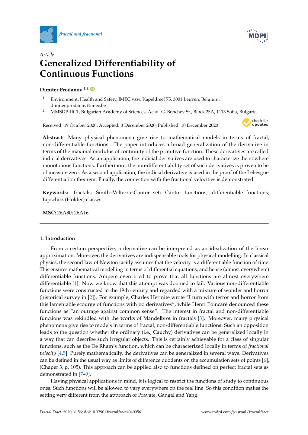 Generalized Differentiability of Continuous Functions