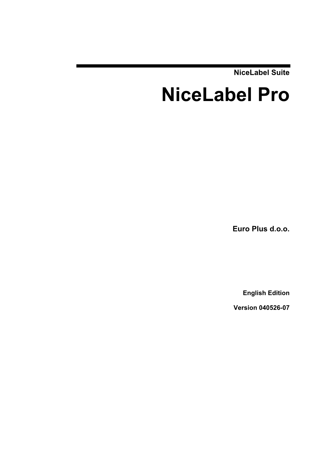 Nicelabel Pro User's Manual I Contents